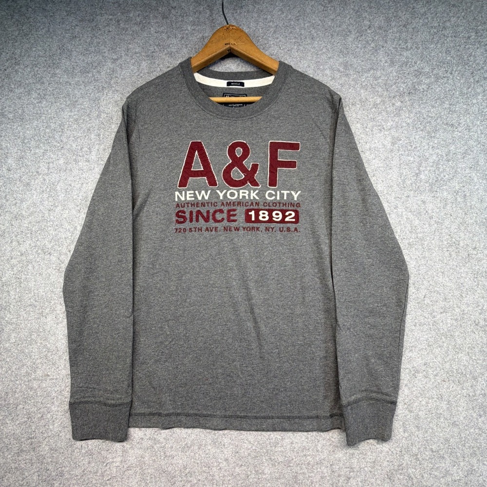 Abercrombie & Fitch Y2K Graphic Long Sleeve T-Shirt Spell Out Unisex Logo Small